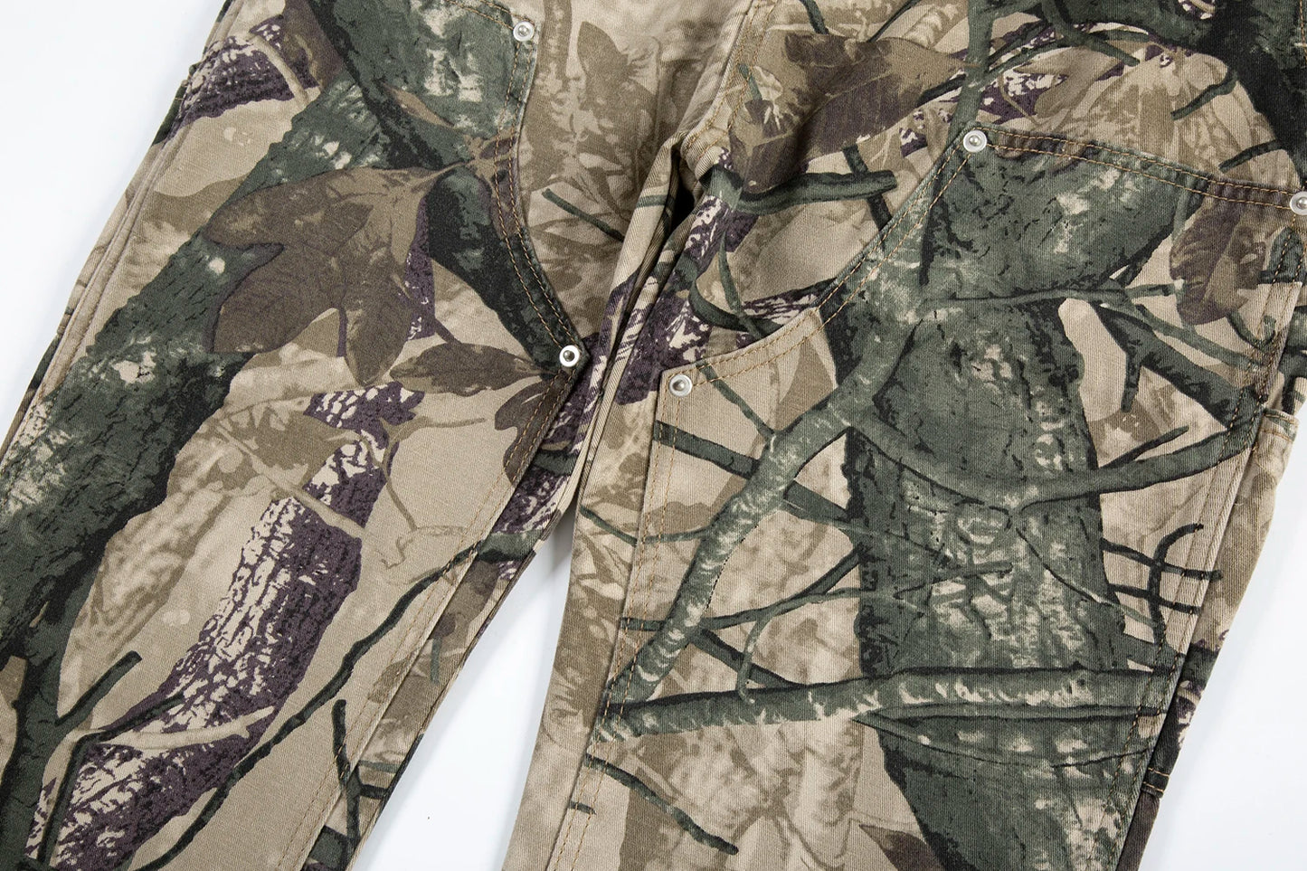 high street leaf camouflage logging pants for men straight patchwork baggy jeans cargos y2k pantalones hombre oversized trousers baggy cargo bottoms
