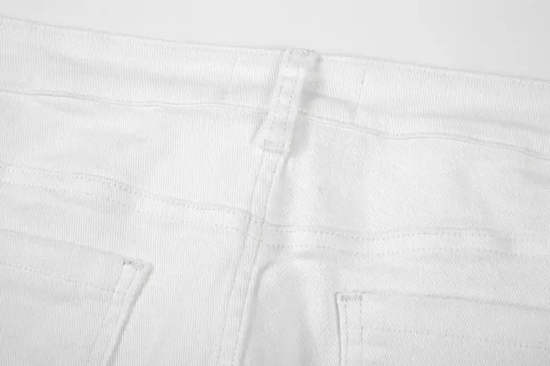 high street white knee pleated vertical stripe elastic fit skinny jeans male casual small leg jeans pants slim mens clothing unique jeans style 3682