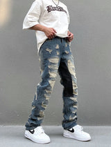 destroy ripped scratched patchwork denim jeans mens casual straight biker zipper trousers streetwear hip hop jean pants joggers unique joggers style 3906