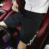 summer chessboard shorts mens hong kong style spliced casual capris pants 2024 unisex korean preppy half sweatpants y2k shorts unique joggers style 1488