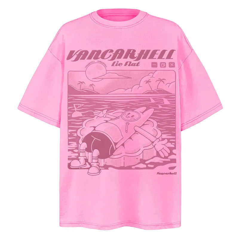 Glitchcore Crying angel – Men Retro Casual T Shirt Cartoon Creative Print Short Sleeve