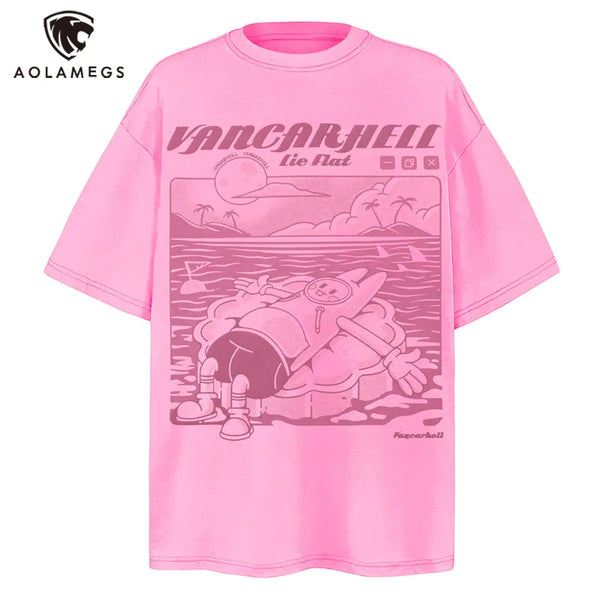 Glitchcore Crying angel – Men Retro Casual T Shirt Cartoon Creative Print Short Sleeve