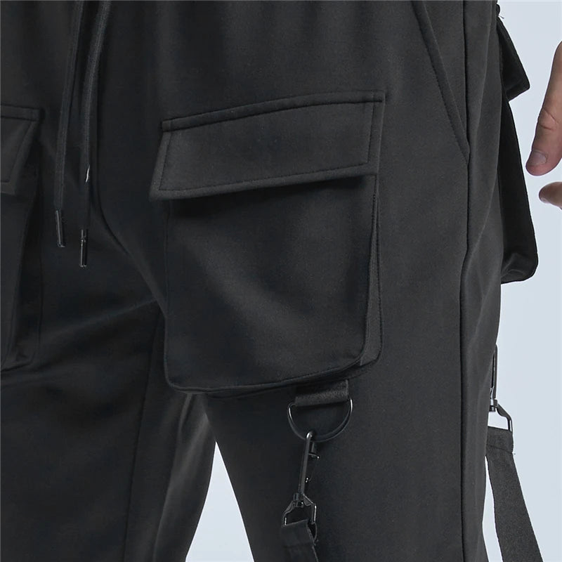 rainbowtouches pants brand mens high street multiple pockets design solid color tidal current overalls concise style baggy pant minimalist street pants
