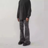 american tie dyed washed flared jeans european and american streetwear ripple design mens trendy distressed flare denim pants stacked flare jeans
