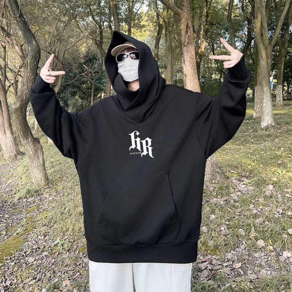 Autumn Ninja Neck Streetwear Hoodies Men Fleece Goth Letter Hip Hop Ho