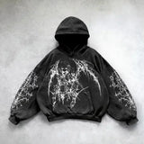 Harajuku Cotton Thick Material Gothic Angel Hoodie Women Super Large H