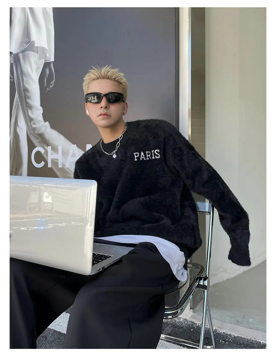 oversized flame knit top, unisex streetwear inspired by 2025 fashion trends, mens fashion layer for modern streetwear collect