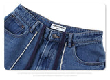 2024 autumn and winter new stitching straight jeans