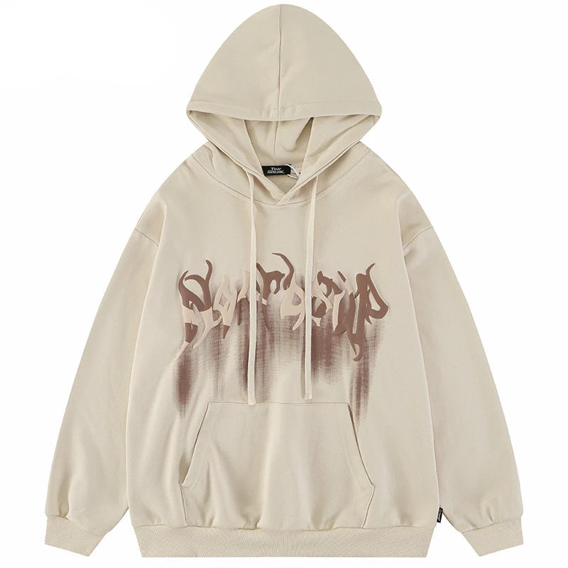 2023 Hip Hop Streetwear Hoodie Sweatshirt Letters Bubble Printing Hood