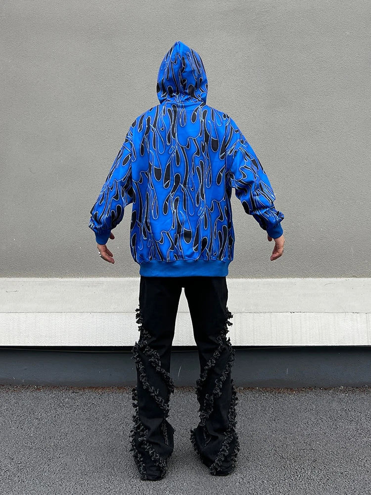 vaporwave oversized shirt featuring mens harajuku fire printed hoodies unisex hip hop y2k full zipper sweatshirt streetwear casual hooded warm loose tops hoodies