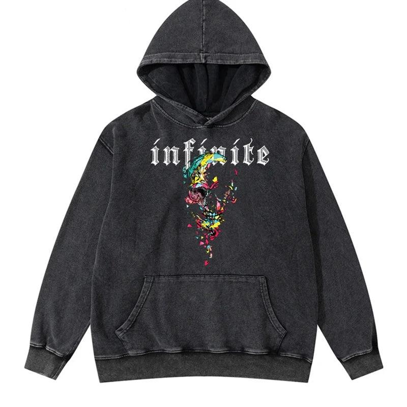 rainbowtouches cotton hoodies men high street graphic skull print anime hoodie oversized hip hop trend coat unisex essentials high quality cotton pullover, Y2K vintage urban hoodie, trendy hip hop style outerwear