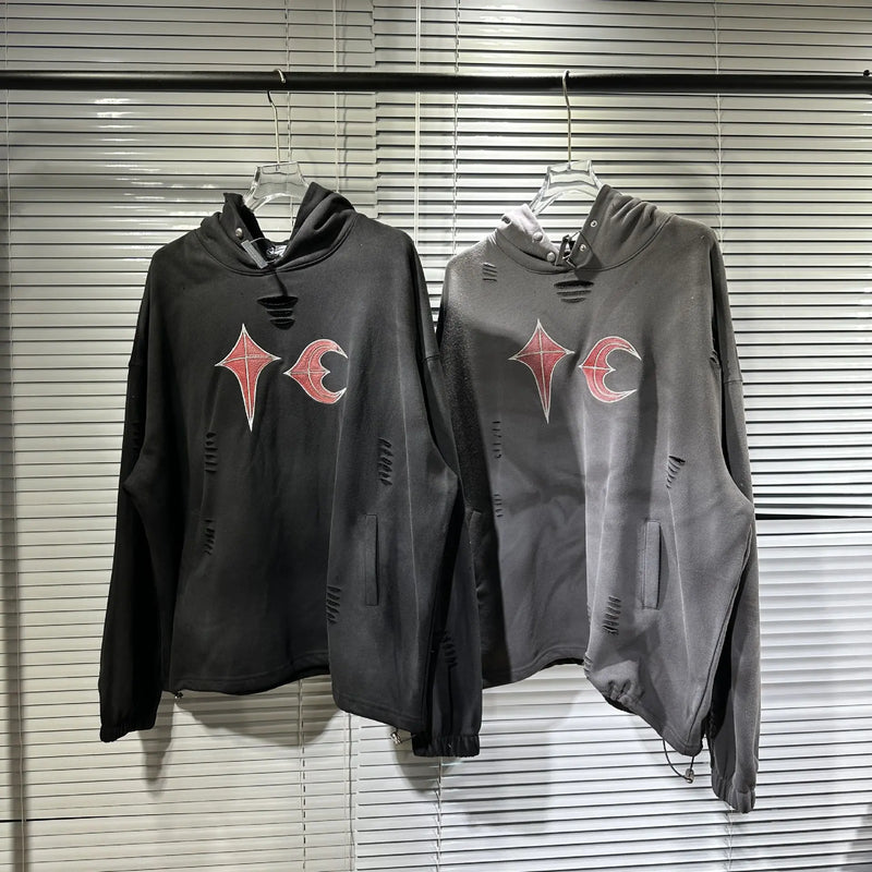 New Luxury 2023 Thug Club Washed Ripped Pullover Hoodies Hoody Hooded
