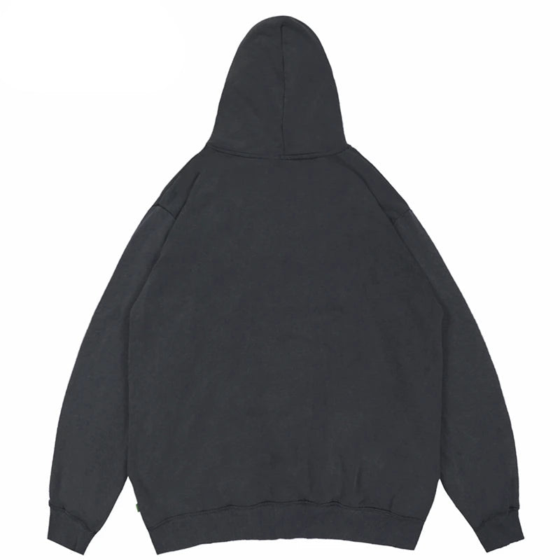 Hip Hop Washed Hoodie Streetwear Sweatshirt Star Print Hooded Pullover