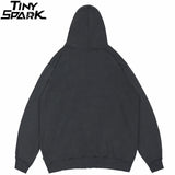 Hip Hop Washed Hoodie Streetwear Sweatshirt Star Print Hooded Pullover