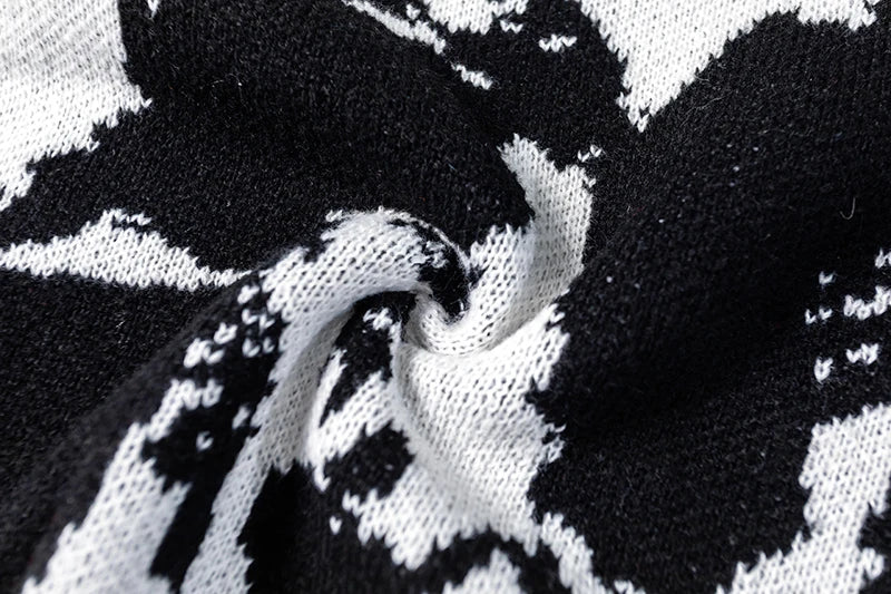hip hop punk knitted oversized sweater mens autumn winter o neck long sleeve pullover streetwear unisex loose sweaters clothing - bold artwork streetwear hoodie, Y2K grunge street style, anime inspired graphic hoodie