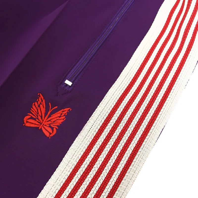rose red embroidery pants casual men woman loose retro side edge weaving sweatpants trousers straight leg pants unique joggers style 4920
