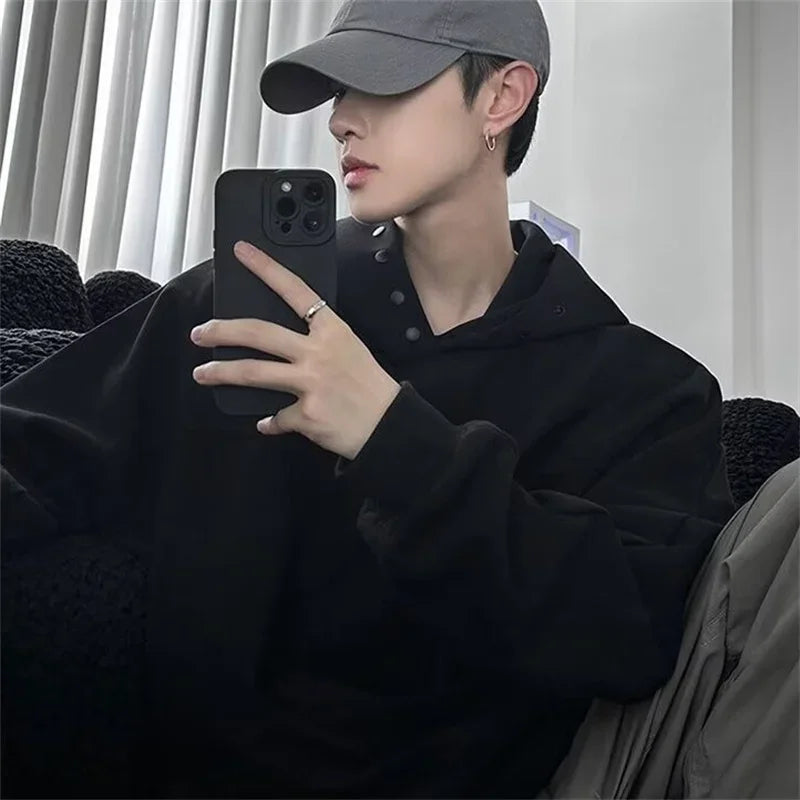 Men's Soft Knit Zip-Up Sweater – Autumn Fleece Button Up Neck Hip Hop Sweatshirts For Men Solid Color Oversized Y2K Hoodies High Street Fashion Hooded Tracksuit | Zip Knit Drop #106