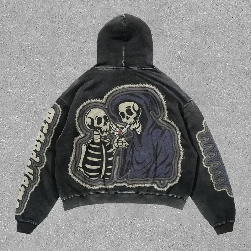 Gothic Oversized Tee – Harajuku Vintage Hoodie Oversized Goth Streetwear Tops Grung – Streetwear Fashion for Men & Women