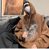 New Gothic Butterfly Printed Hooded Sweatshirt For Men Y2K Harajuku Fa