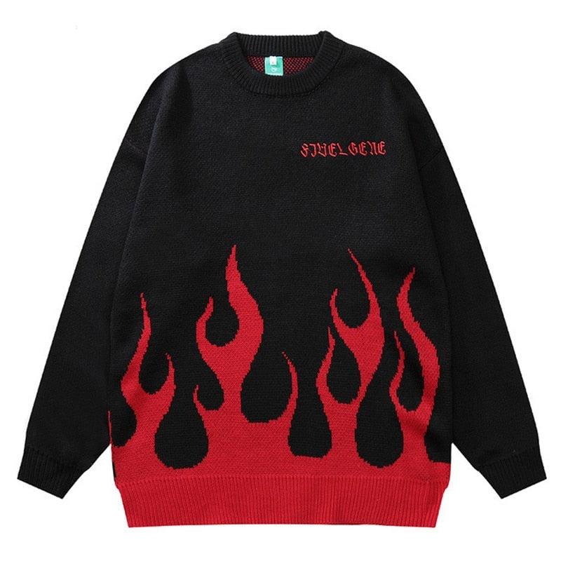 "Fire Flame" Unisex Men Women Streetwear Graphic Sweater Daulet Apparel