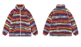 Trapwear Streetwear – Mens Casual Striped Fleece Jackets Coats New Hairy Stand – Streetwear Fashion for Men & Women