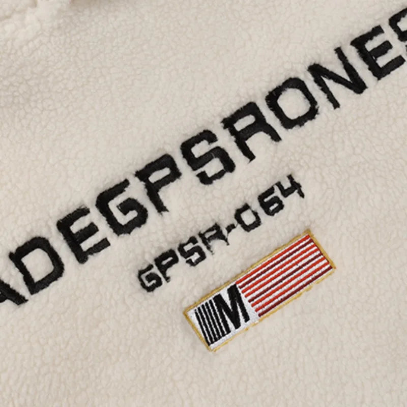 Y2K chrome print featuring mens fleece hoodies casual letter embroidery hairy oversize harajuku hooded tops hip hop skateboard warm streetwear pullovers