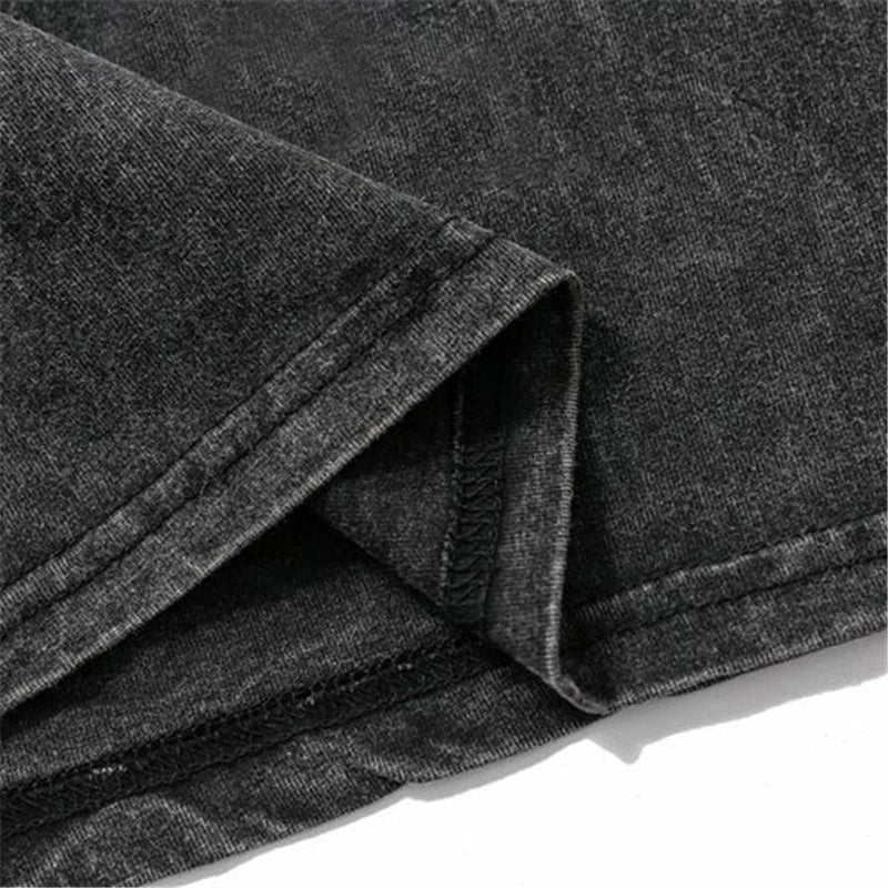 Glitchcore Fashion – Rainbowtouches Washed T Shirt Men Fashion Design Printed Vin – Urban Streetwear for Men & Women