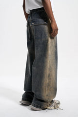 mens high street loose denim jeans casual straight retro washed jeans hip hop streetwear casual wide legs joggers baggy jeans unique joggers style 2869