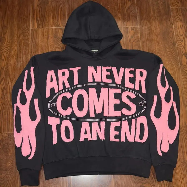 American Fashion Goth Trend Letter Pattern Oversized Hoodie Mens Retro
