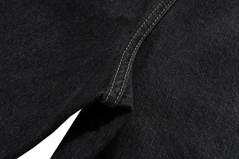Men's and Women's High Street Vintage Splicing Cat Whisker Cargo Denim Shorts Zip Up Raw Edges Pockets Mens Jeans Shorts Ribbon