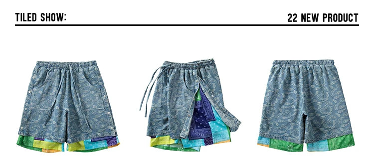 hip hop loose shorts elastic waist pants fashion patchwork half pant mens summer casual drewstring streetwear sportswear jogger unique joggers style 3438