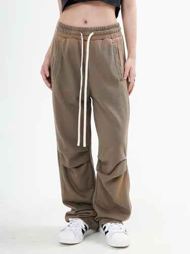 fashion washed distressed pants elastic waist drawstring men women hip hop casual sportwear pants unisex y2k streetwear joggers unique joggers style 550