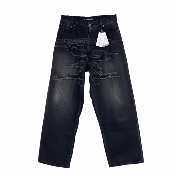 2024 brand new classic embroidered denim zipper fit y project pant jeans cotton denim pants comfort casual jeans 786 ripped baggy denim