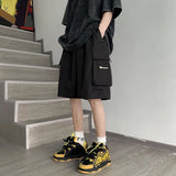 american fashion high street functional cargo shorts mens 2024 summer trendy design casual quarter pants loose straight pants utility cargo pants