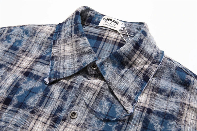 Trapwear Broken heart – Vintage Plaid Shirt 2024 Tie Dyed Tassel T Shirt Long Sleeve