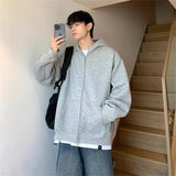 Casual Cotton Street Sweater – Winter Mens Fleece Zipper Hooded Sweatshirts 2025 New Classic Solid Color Oversized Hoodies Y2K Streetwear Outerwear Tracksuit | Zip Knit Drop #224