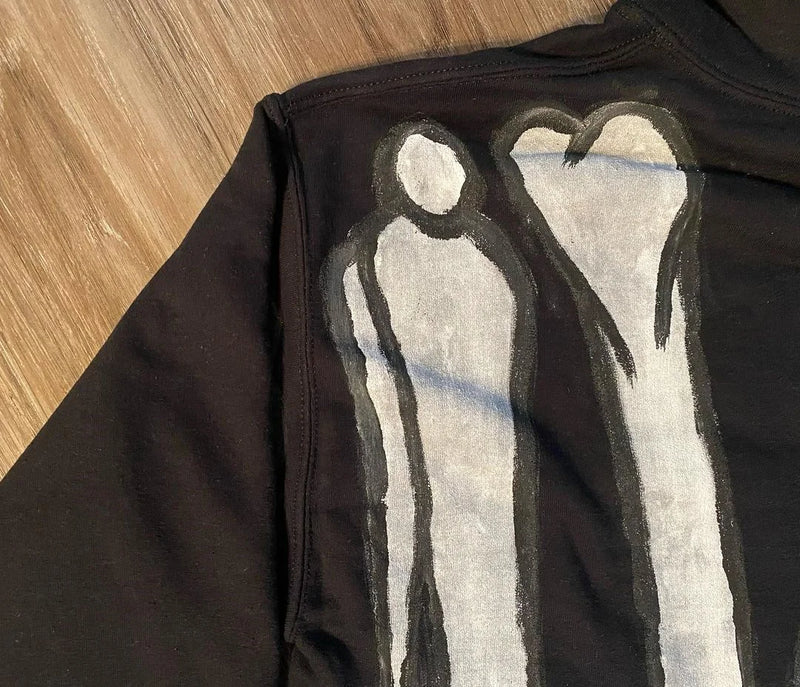 Y2K Womens Clothing Sweatshirt Long Sleeved Pullover Handdrawn Pattern