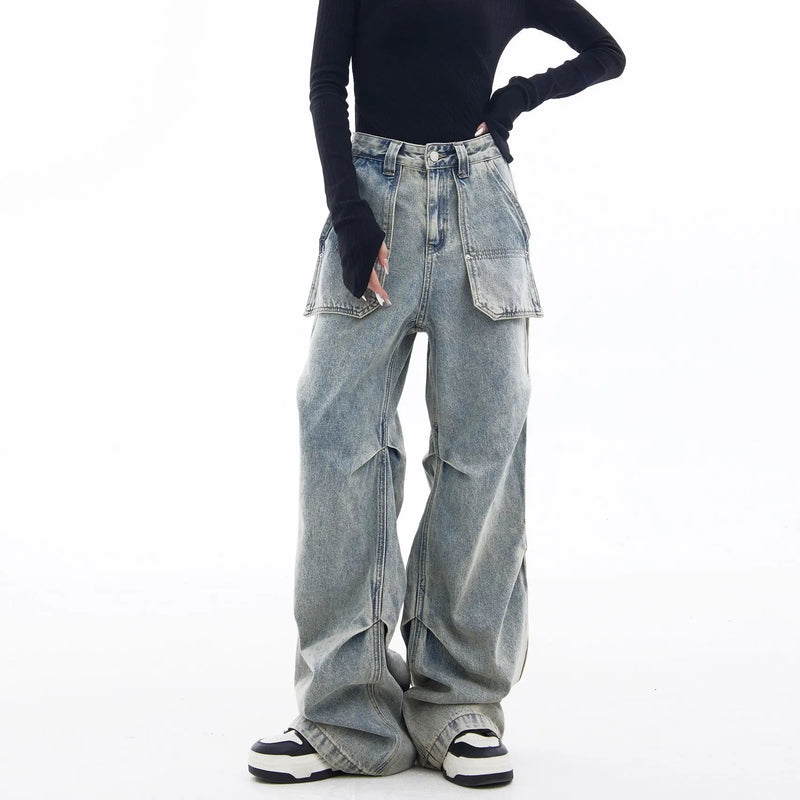 2024 american style new spring and autumn street fashion straight leg mid waist jeans for couples loose retro y2k casual pants urban skinny jeans
