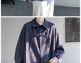 Shirts for men spring and autumn style national fashion design loose and versatile large size outer wear lapel long sleeved tops