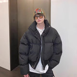 Simplicity Stand Collar Mens Parkas Heavy Winter Thicken Casual Short Cotton Jacket Warm Fashion Coats Male Streetwear New