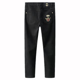 high new 2022 classical vintage morden luxurious embroidered bee crown jeans cotton denim pants comfort casual 28 38 n404 unique jeans style 1263