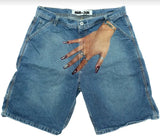 harajuku y2k gothic sweatpants pants mens palm print graphic streetwear retro blue baggy denim gym shorts shorts men clothing unique joggers style 4933