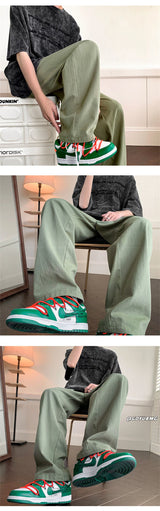 summer casual y2k streetwear straight pants men breathable korean fashion drape trousers solid color wide leg baggy sweatpants unique joggers style 3397