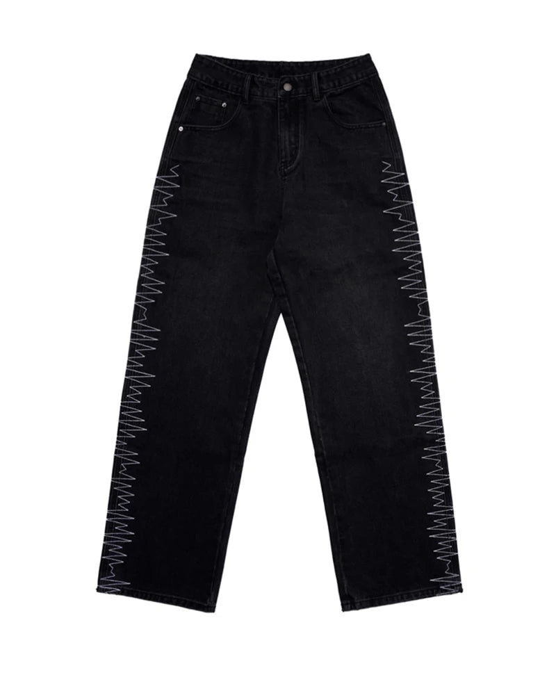 rainbowtouches 2022 brand jeans mens high street pants loose straight men jeans retro embroidery fashion mens trousers unisex unique jeans style 4514
