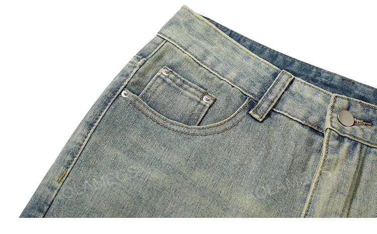 streetwear mens zipper jeans solid color patchwork straight jeans summer casual hip hop denim pants high street loose trousers unique jeans style 3507