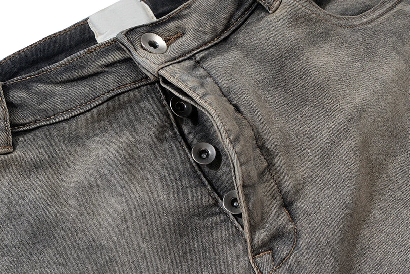 ro ribbons desert colore high elastic micro flared jeans mens straight baggy casual boot cut oversize solid loose denim trousers unique jeans style 872