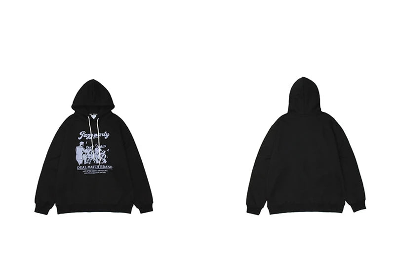 anime tribal flames featuring hip hop hoodie sweatshirt streetwear men vintage cartoon band printed cotton hooded 2023 winter harajuku pullover hoodie black