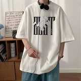 Y2k Crying character – 2024 New American Letter Print Short Sleeve Tee Shirt Mens