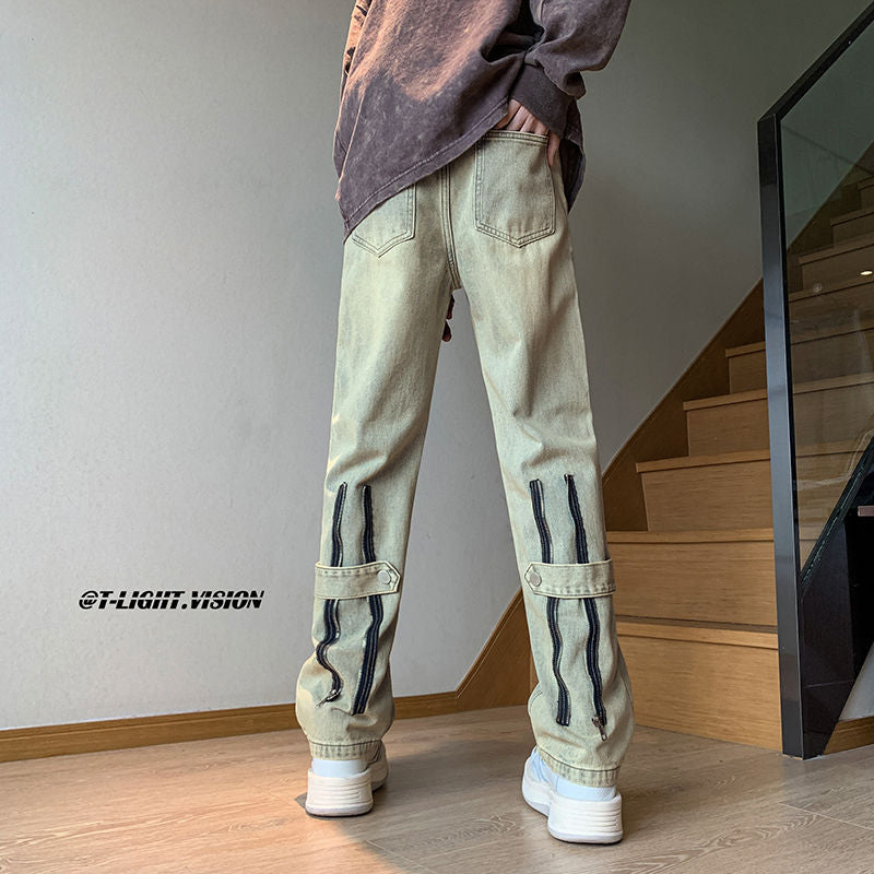 2023 summer new light luxury fashion pants comfortable casual jeans men straight trousers boutique clothing simple style unique jeans style 3922