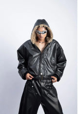Integrated Fur Leather Men Cotton Jackets Thickened American High Street Motorcycle PU Leather Parkas Winter Couple Punk Outwear